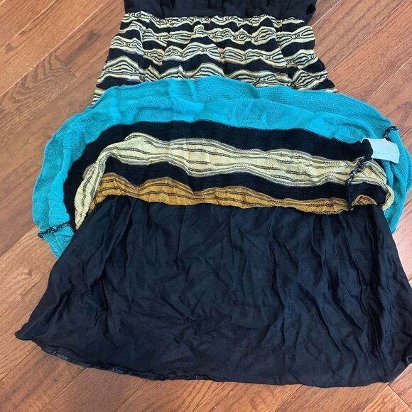 M MISSONI Knit Ruffle Skirt Black Tan Aqua 38 2 XS - Picture 4 of 7